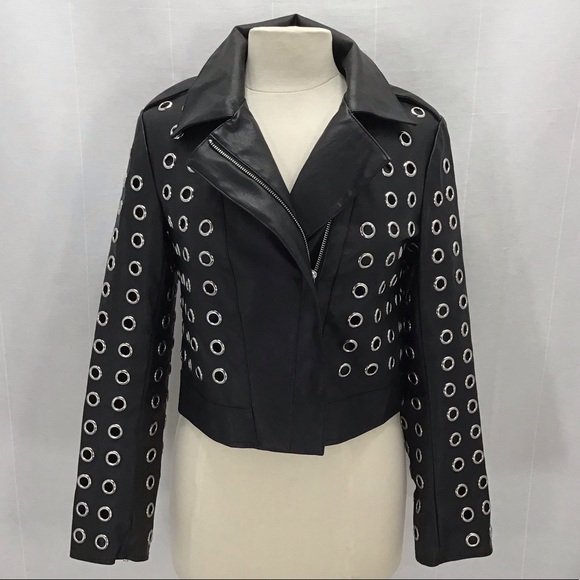 Forever 21 Jackets & Blazers - Forever 21 Motorcycle Jacket Faux Leather Grommet